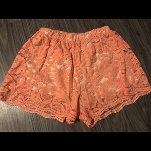 Orange and Cream Lace Shorts